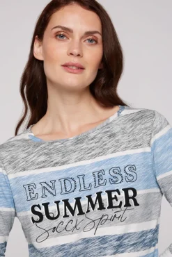 Damen CAMP DAVID & SOCCX Streifenshirt mit U-Boot-Ausschnitt airy blue