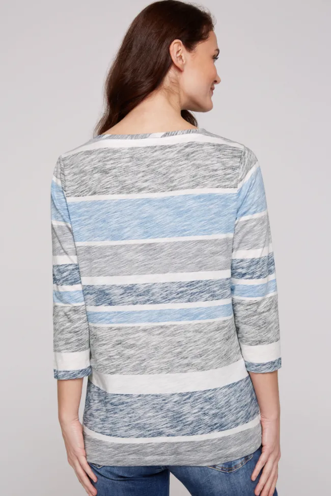 Damen CAMP DAVID & SOCCX Streifenshirt mit U-Boot-Ausschnitt airy blue