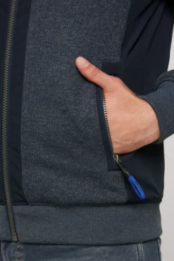 Herren CAMP DAVID & SOCCX Strickfleecejacke mit abtrennbaren Kapuzen-Einsatz blue navy melange