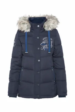 Damen CAMP DAVID & SOCCX Strukturierte Jacke mit Artwork und Fake Fur nautic navy