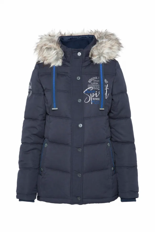 Damen CAMP DAVID & SOCCX Strukturierte Jacke mit Artwork und Fake Fur nautic navy