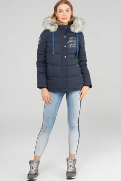 Damen CAMP DAVID & SOCCX Strukturierte Jacke mit Artwork und Fake Fur nautic navy
