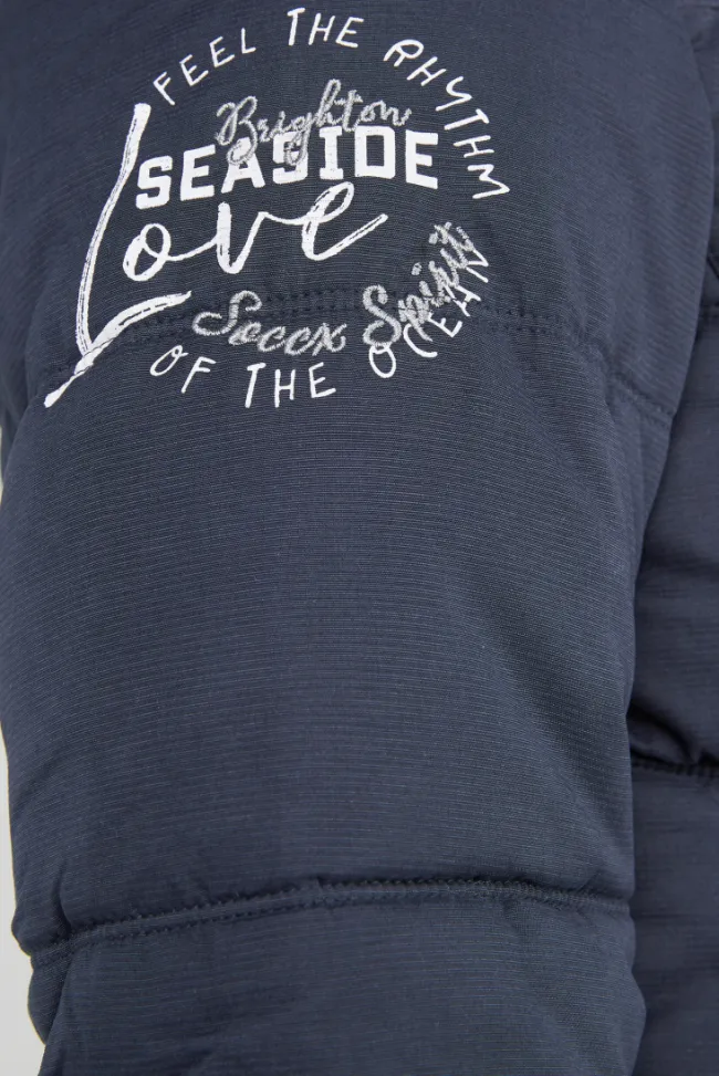 Damen CAMP DAVID & SOCCX Strukturierte Jacke mit Artwork und Fake Fur nautic navy