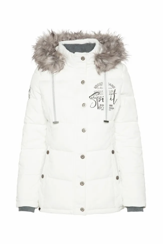 Damen CAMP DAVID & SOCCX Strukturierte Jacke mit Artwork und Fake Fur