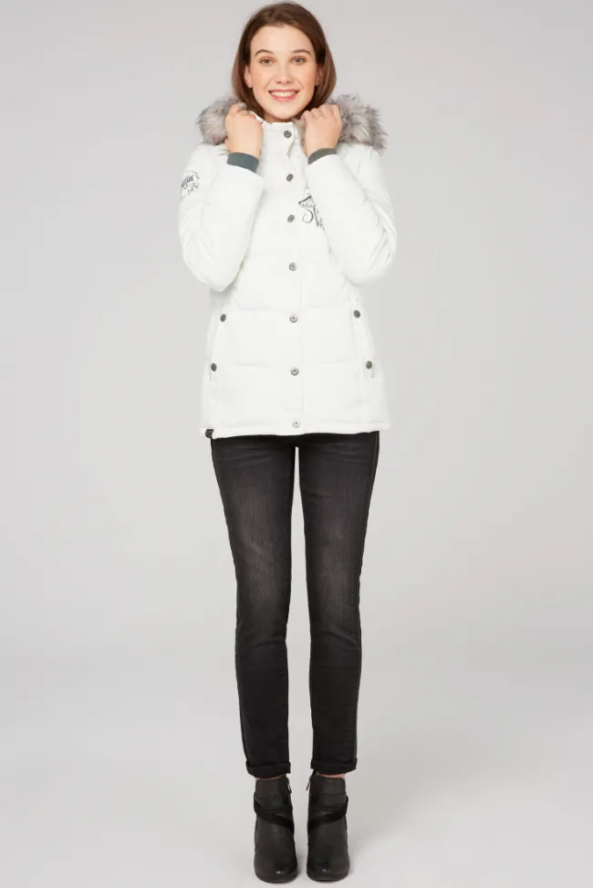 Damen CAMP DAVID & SOCCX Strukturierte Jacke mit Artwork und Fake Fur