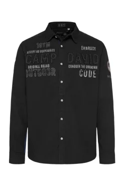 Herren CAMP DAVID & SOCCX Strukturiertes Langarmhemd mit Logo Artworks