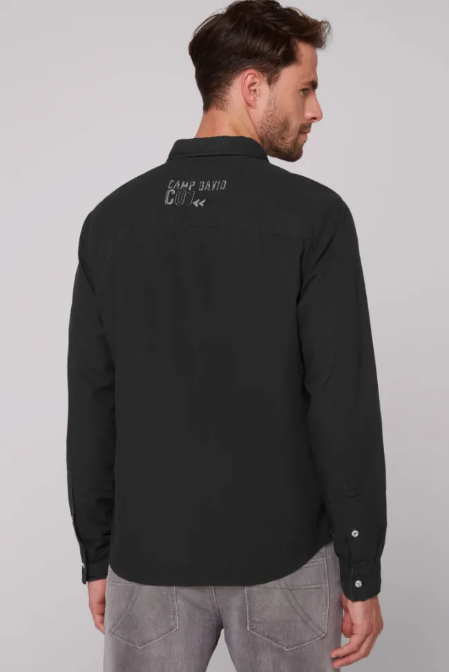 Herren CAMP DAVID & SOCCX Strukturiertes Langarmhemd mit Logo Artworks