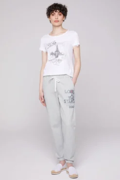 Damen CAMP DAVID & SOCCX Sweathose mit Glitter Print grey melange | XXL