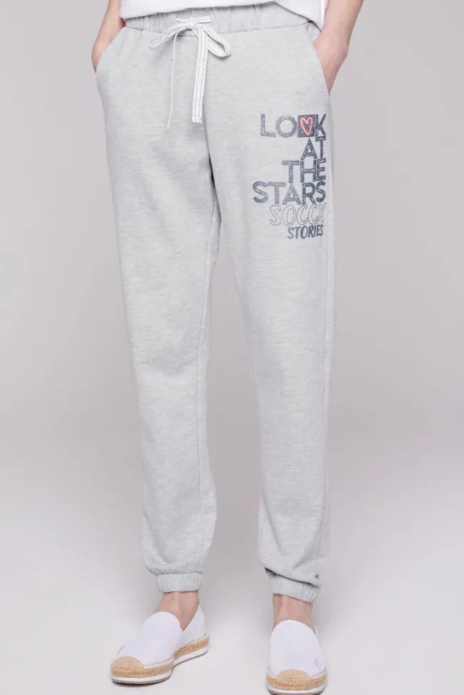 Damen CAMP DAVID & SOCCX Sweathose mit Glitter Print grey melange | XXL