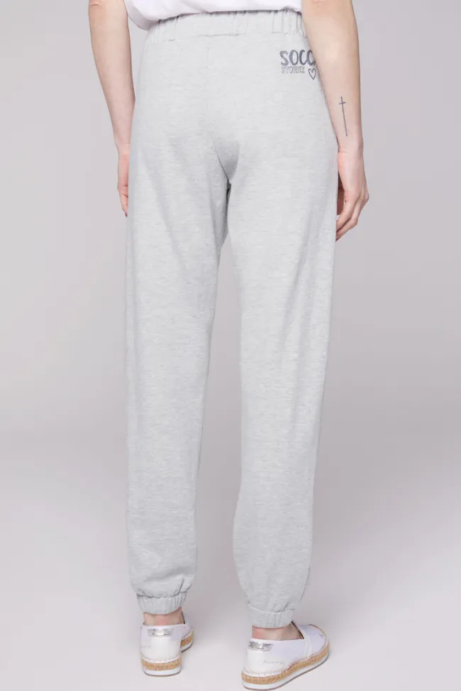 Damen CAMP DAVID & SOCCX Sweathose mit Glitter Print grey melange | XXL