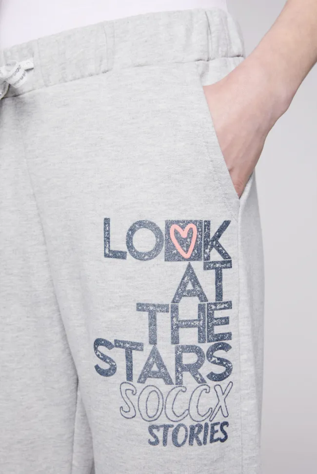 Damen CAMP DAVID & SOCCX Sweathose mit Glitter Print grey melange | XXL