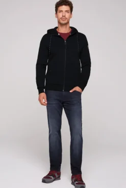 Herren CAMP DAVID & SOCCX Sweatjacke aus Interlock mit Kapuze blue navy