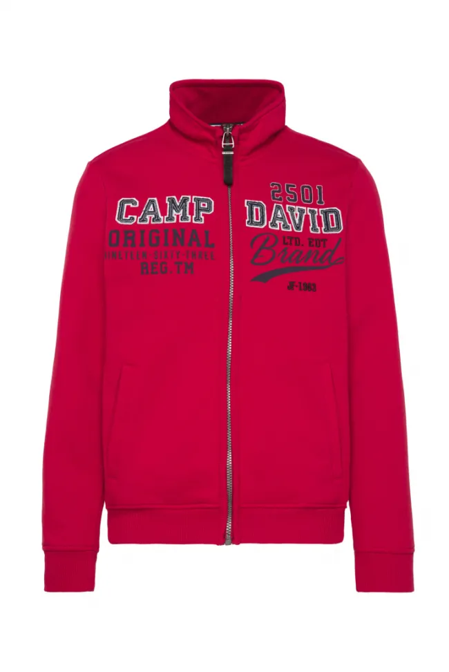 Herren CAMP DAVID & SOCCX Sweatjacke mit Artwork im Retro-Style royal red