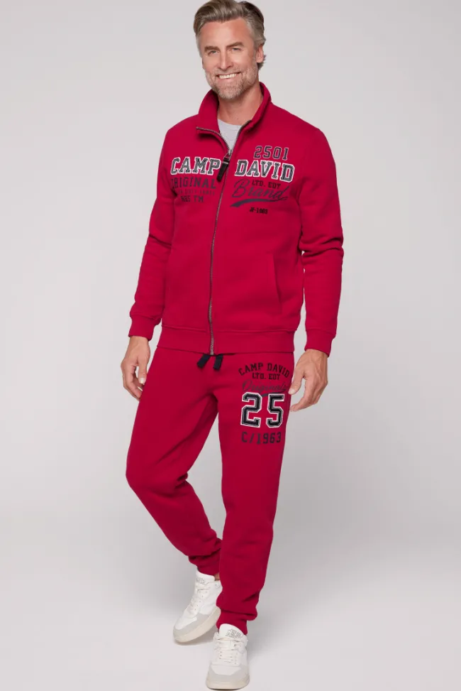 Herren CAMP DAVID & SOCCX Sweatjacke mit Artwork im Retro-Style royal red