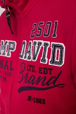 Herren CAMP DAVID & SOCCX Sweatjacke mit Artwork im Retro-Style royal red