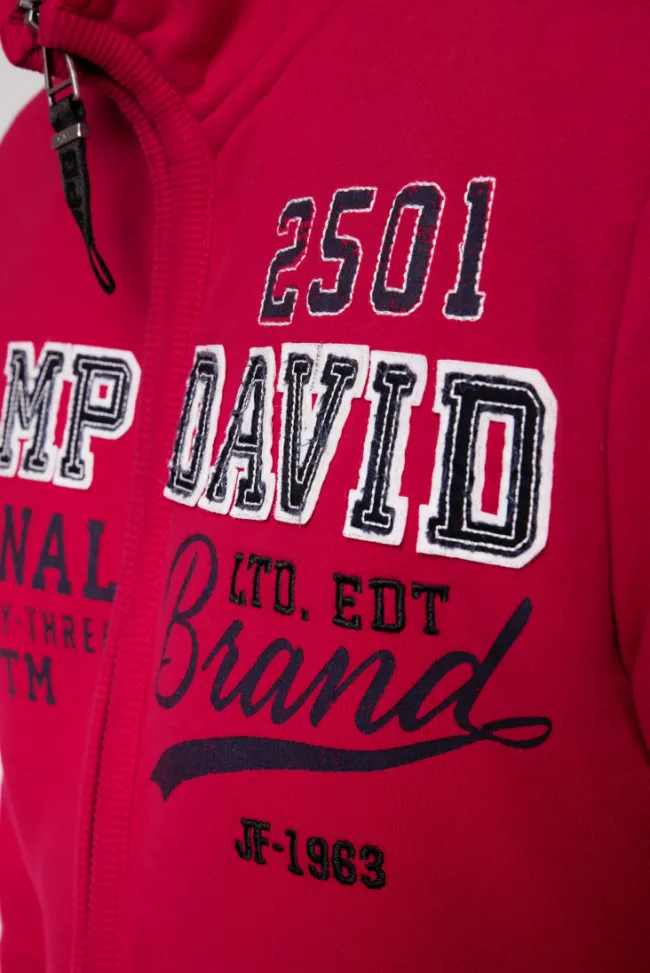 Herren CAMP DAVID & SOCCX Sweatjacke mit Artwork im Retro-Style royal red