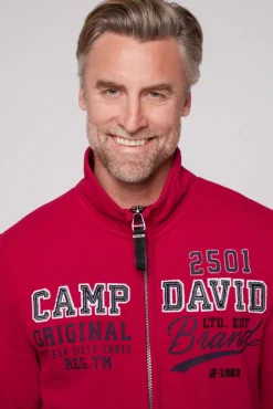 Herren CAMP DAVID & SOCCX Sweatjacke mit Artwork im Retro-Style royal red