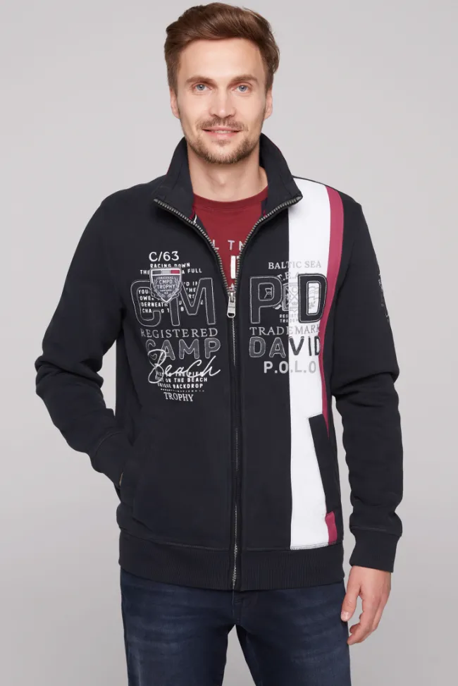 Herren CAMP DAVID & SOCCX Sweatjacke mit Color-Blocking und Artworks blue navy