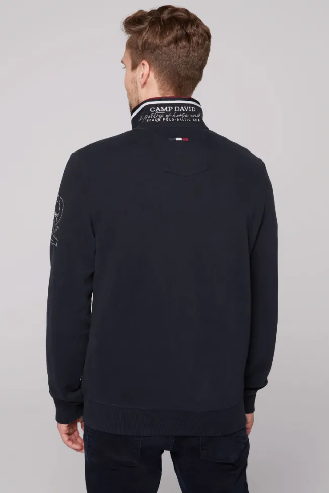 Herren CAMP DAVID & SOCCX Sweatjacke mit Color-Blocking und Artworks blue navy