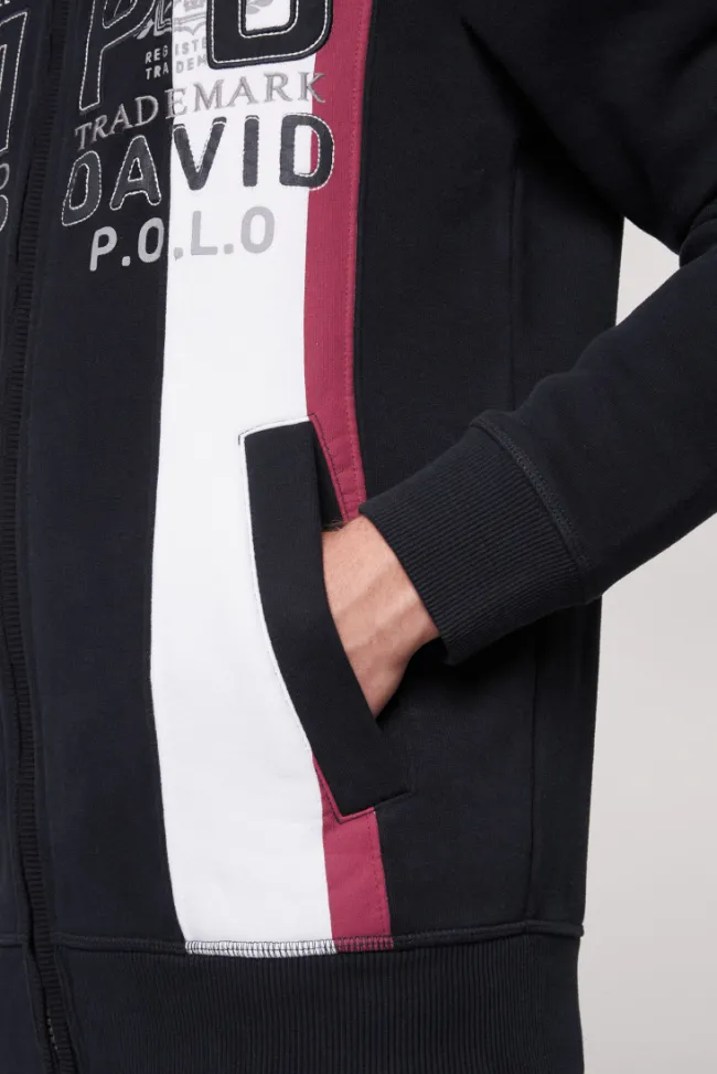 Herren CAMP DAVID & SOCCX Sweatjacke mit Color-Blocking und Artworks blue navy