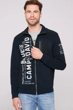 Herren CAMP DAVID & SOCCX Sweatjacke mit tonigen Ripstop-Details blue navy