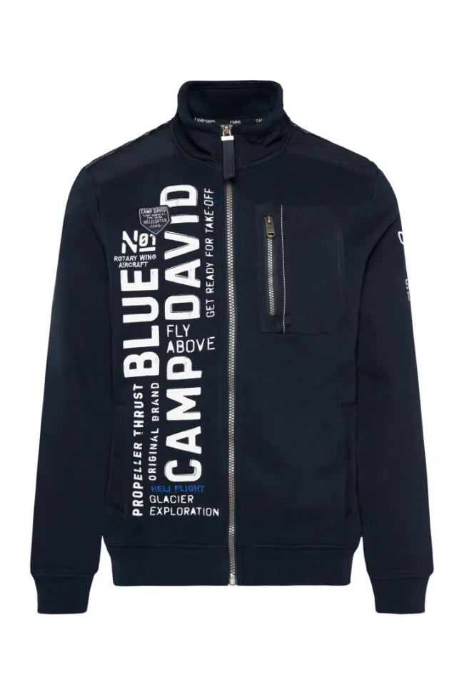 Herren CAMP DAVID & SOCCX Sweatjacke mit tonigen Ripstop-Details blue navy