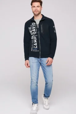 Herren CAMP DAVID & SOCCX Sweatjacke mit tonigen Ripstop-Details blue navy