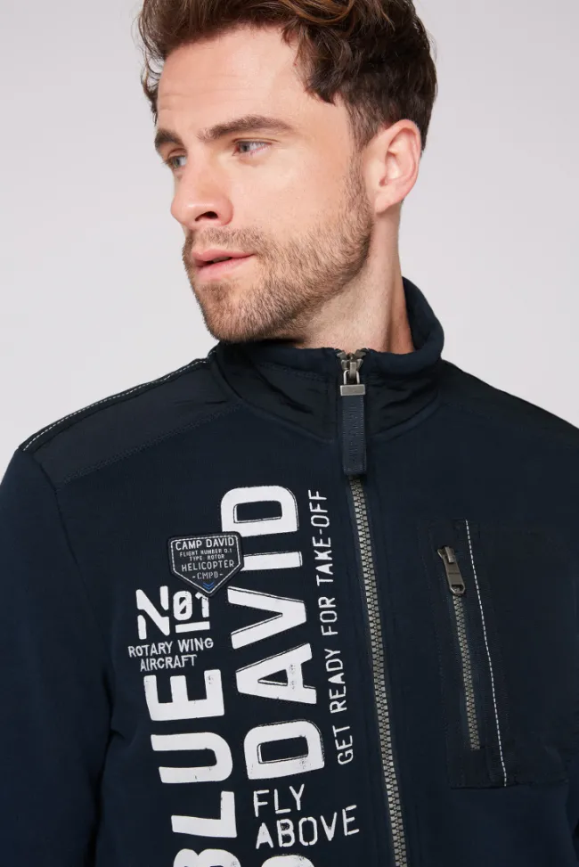 Herren CAMP DAVID & SOCCX Sweatjacke mit tonigen Ripstop-Details blue navy
