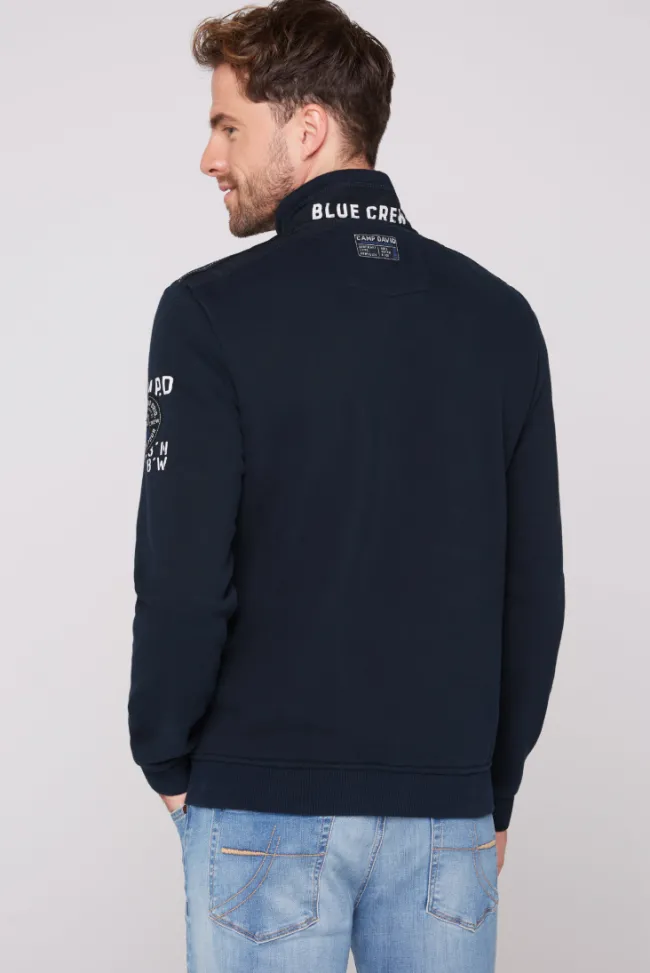Herren CAMP DAVID & SOCCX Sweatjacke mit tonigen Ripstop-Details blue navy