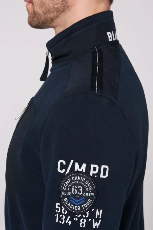 Herren CAMP DAVID & SOCCX Sweatjacke mit tonigen Ripstop-Details blue navy