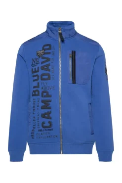 Herren CAMP DAVID & SOCCX Sweatjacke mit tonigen Ripstop-Details strong blue