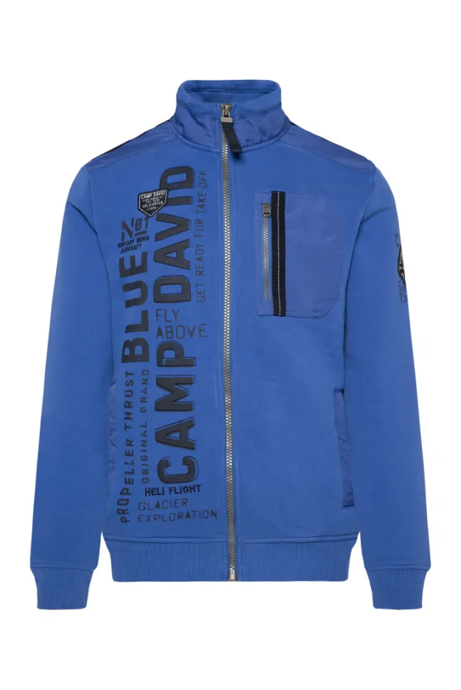 Herren CAMP DAVID & SOCCX Sweatjacke mit tonigen Ripstop-Details strong blue