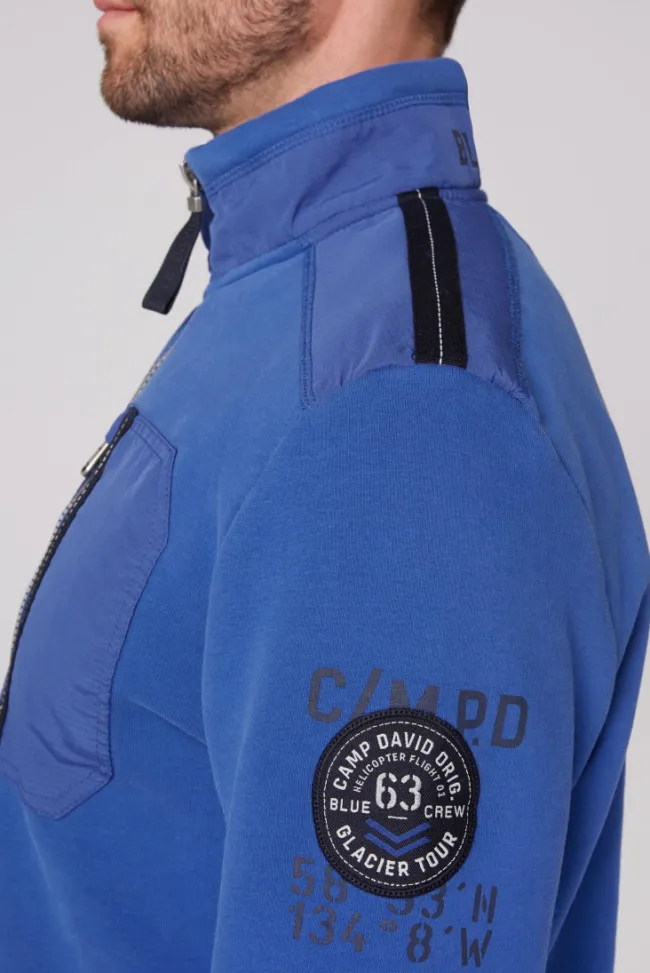 Herren CAMP DAVID & SOCCX Sweatjacke mit tonigen Ripstop-Details strong blue