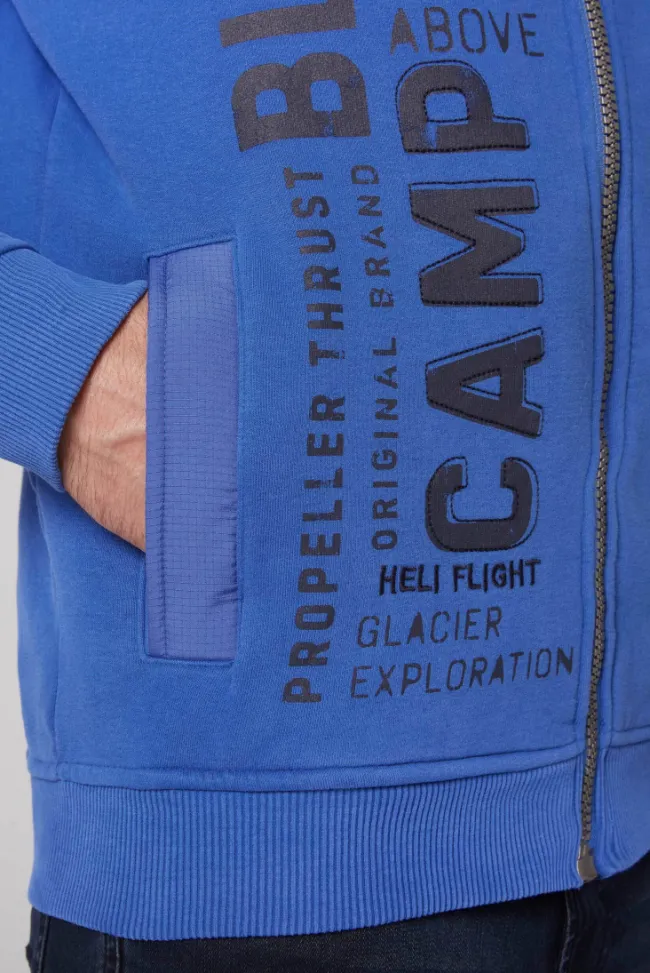 Herren CAMP DAVID & SOCCX Sweatjacke mit tonigen Ripstop-Details strong blue