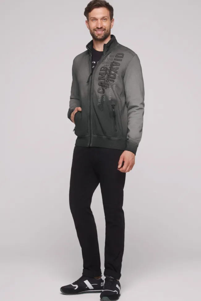 Herren CAMP DAVID & SOCCX Sweatjacke Oil Dyed mit Logo Artworks