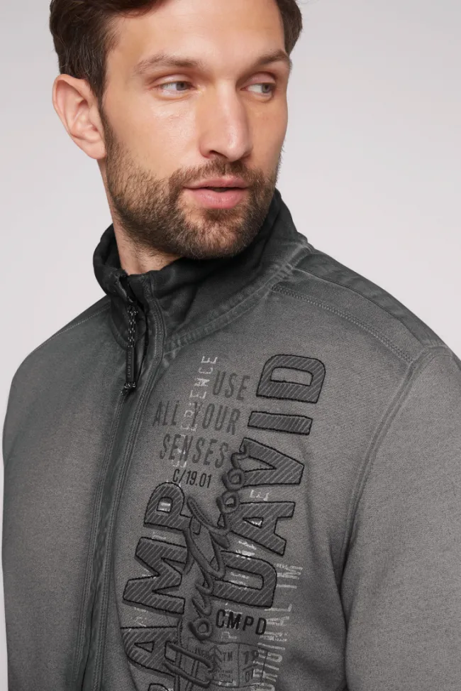 Herren CAMP DAVID & SOCCX Sweatjacke Oil Dyed mit Logo Artworks