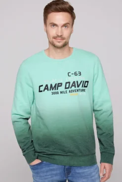 Herren CAMP DAVID & SOCCX Sweatshirt Dip Dye mit Puff-Print flash aqua | 4XL