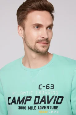 Herren CAMP DAVID & SOCCX Sweatshirt Dip Dye mit Puff-Print flash aqua | 4XL