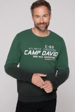 Herren CAMP DAVID & SOCCX Sweatshirt Dip Dye mit Puff-Print dark green