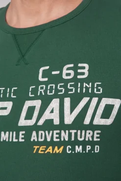Herren CAMP DAVID & SOCCX Sweatshirt Dip Dye mit Puff-Print dark green