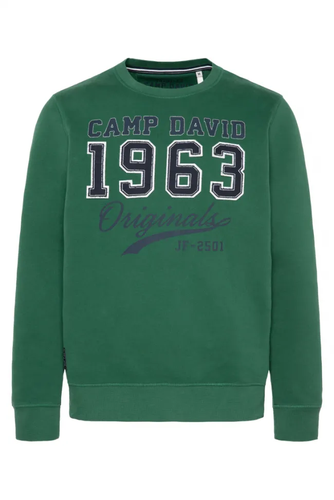 Herren CAMP DAVID & SOCCX Sweatshirt mit Artwork im Retro-Style raw green