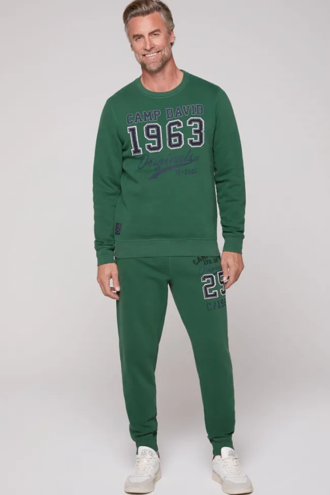 Herren CAMP DAVID & SOCCX Sweatshirt mit Artwork im Retro-Style raw green