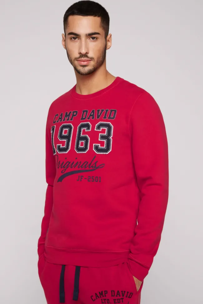 Herren CAMP DAVID & SOCCX Sweatshirt mit Artwork im Retro-Style royal red