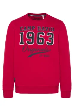Herren CAMP DAVID & SOCCX Sweatshirt mit Artwork im Retro-Style royal red