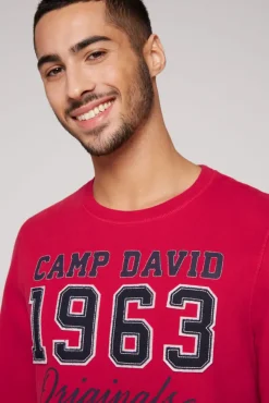 Herren CAMP DAVID & SOCCX Sweatshirt mit Artwork im Retro-Style royal red