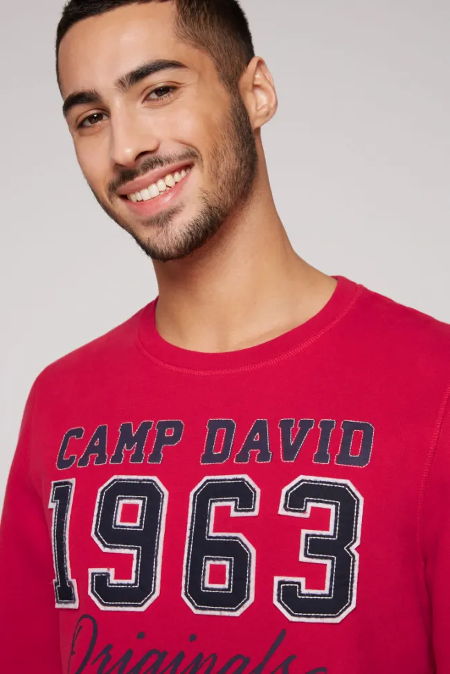 Herren CAMP DAVID & SOCCX Sweatshirt mit Artwork im Retro-Style royal red