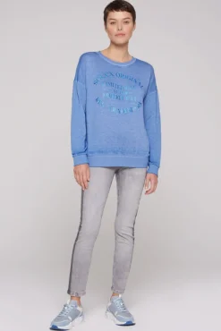 Damen CAMP DAVID & SOCCX Sweatshirt mit Ausbrenner-Effekten und Print