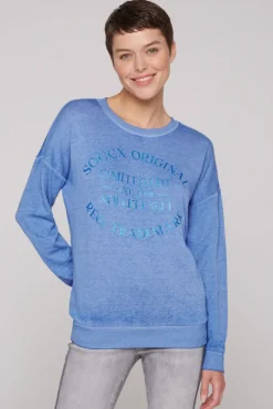 Damen CAMP DAVID & SOCCX Sweatshirt mit Ausbrenner-Effekten und Print