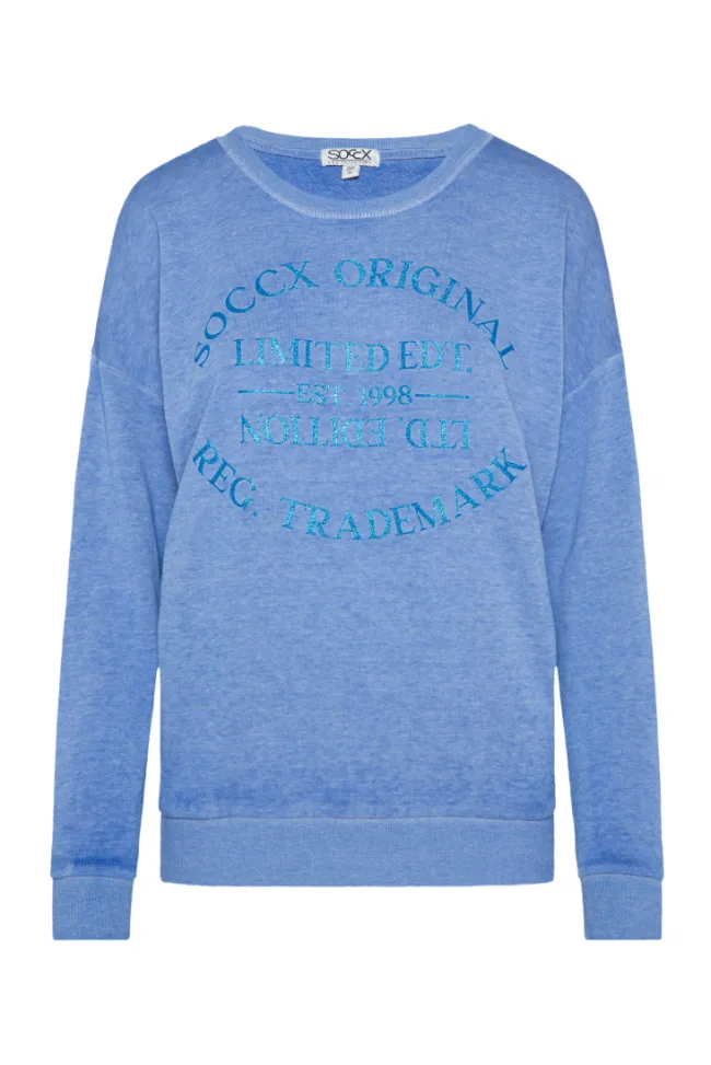 Damen CAMP DAVID & SOCCX Sweatshirt mit Ausbrenner-Effekten und Print