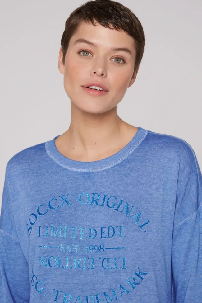 Damen CAMP DAVID & SOCCX Sweatshirt mit Ausbrenner-Effekten und Print